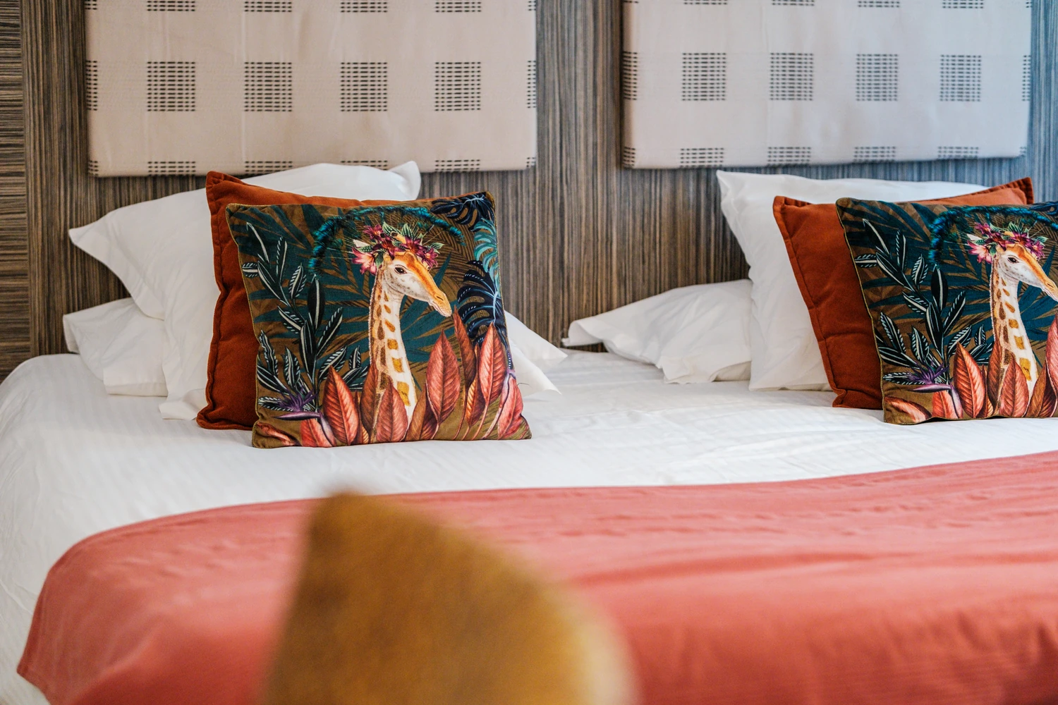 oreillers chambre safari